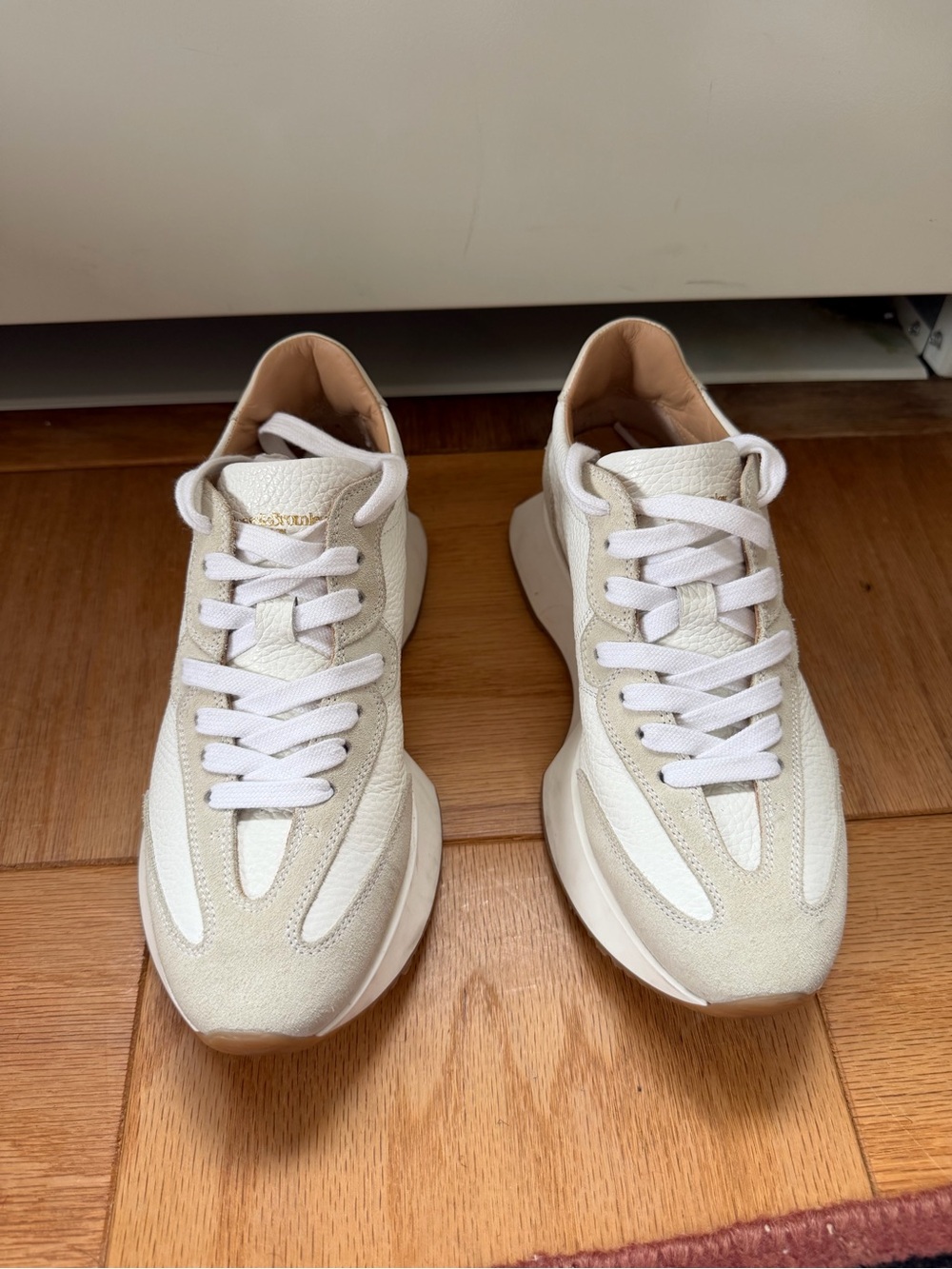 Russell & Bromley Women's Cream and White Casual Lace-Up Sneakers